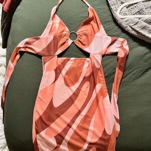 Pink Retro Halter Dress